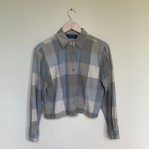 Nubby silk cropped shirt